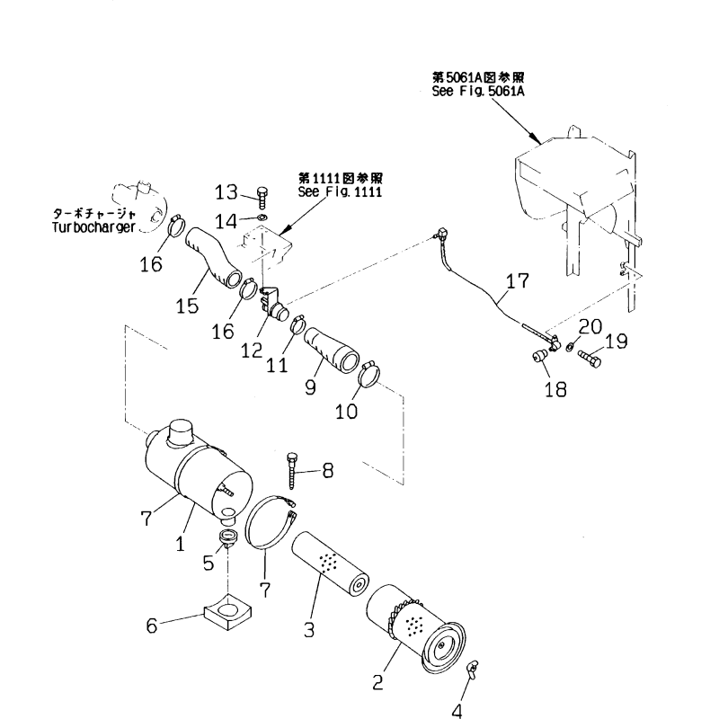 205-01-k1500 air filter housing komatsu pc210, pc240lc