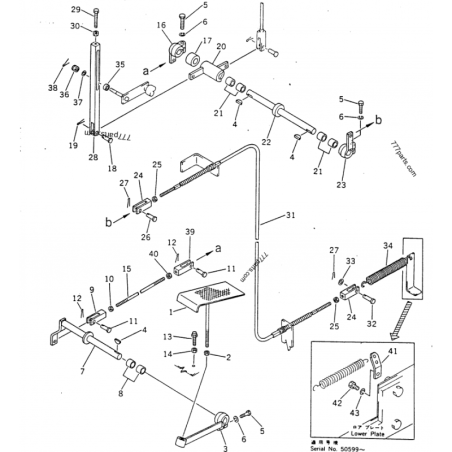 238-43-12210 трос педалі подачі палива KOMATSU GC380, GC380F, GD405A, GD500R, GD505A,