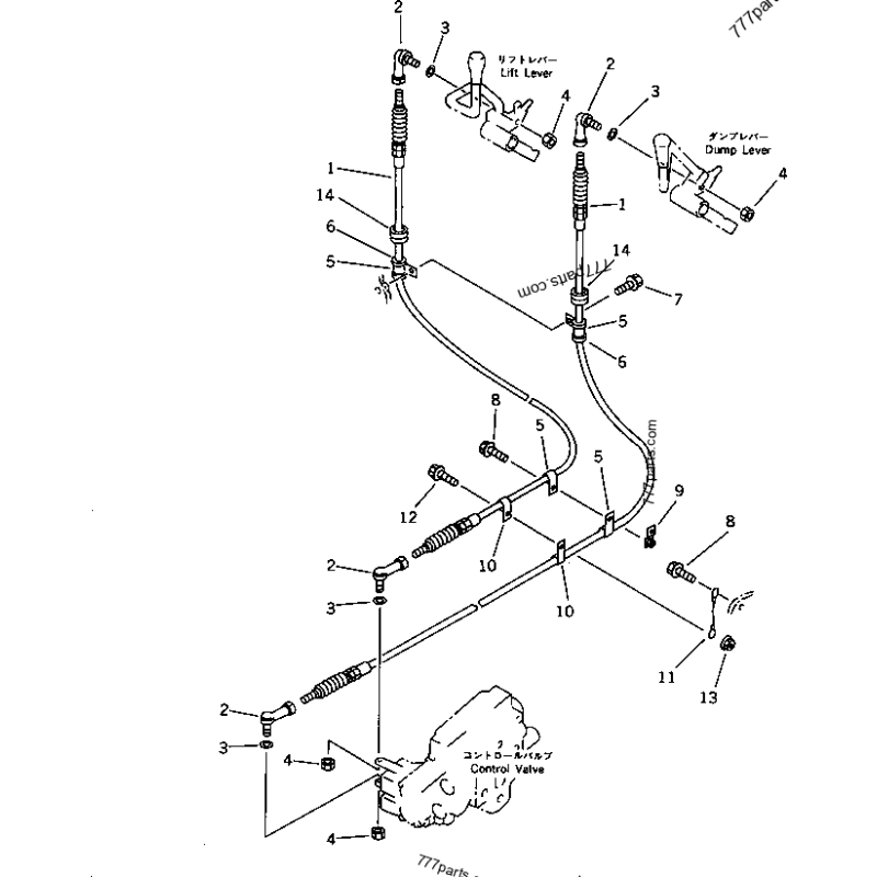 423-43-18231 трос керування робочим обладнанням KOMATSU WA350, WA380, WA400, WA420